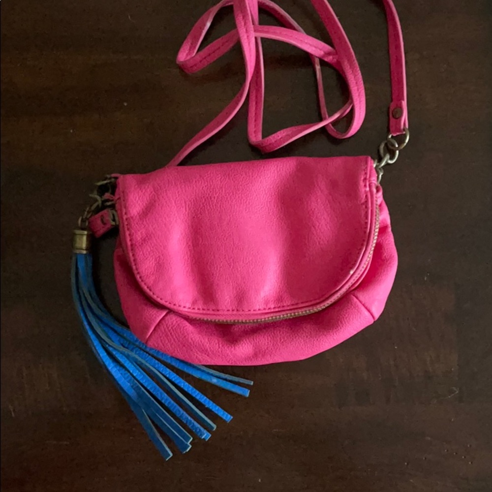 UO Pink and Blue faux-leather crossbody bag